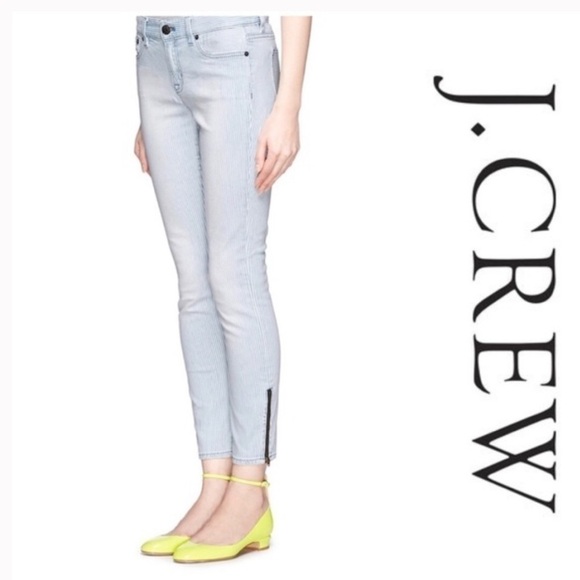 J.CREW Cotton Toothpick Ankle Zipper Pants Size 30 Railroad Stripe - Picture 2 of 9